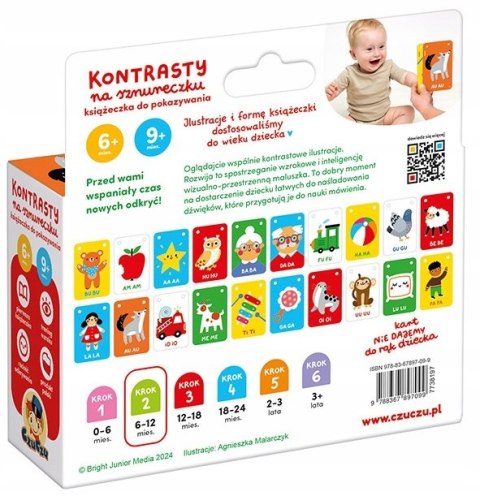 Kontrasty na sznureczku Książeczka dla dzieci 6-9 m+ CzuCzu Czu czu