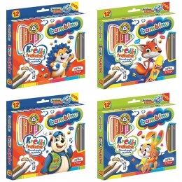 Kredki Ołówkowe Bambino Trójkątne 12 kolorów z Temperówką