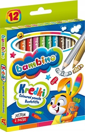 Kredki Ołówkowe Bambino w Oprawie Drewnianej 12 kolorów