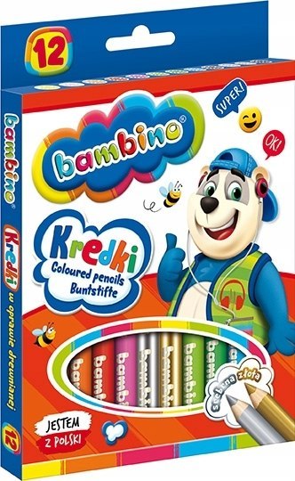 Kredki Ołówkowe Bambino w Oprawie Drewnianej 12 kolorów