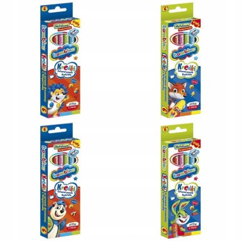 Kredki Ołówkowe Bambino w Oprawie Drewnianej z Temperówką, 6 kolorów