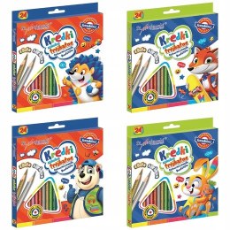 Kredki Szkolne Ołówkowe Trójkątne 24 kolory Bambino Kredka Złota i Srebrna