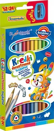 Kredki Szkolne Ołówkowe Trójkątne Dwustronne 12/24 kolorów Bambino