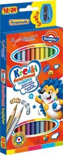 Kredki Szkolne Ołówkowe Trójkątne Dwustronne 12/24 kolorów Bambino