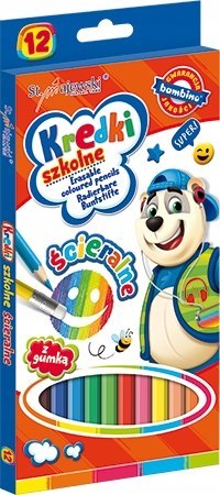 Kredki Szkolne Ścieralne 12 Kolorów Bambino