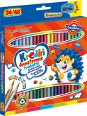 Kredki Szkolne Trójkątne Dwustronne Ołówkowe, 24/48 Kolory Bambino