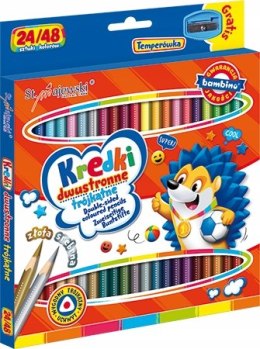 Kredki Szkolne Trójkątne Dwustronne Ołówkowe, 24/48 Kolory Bambino