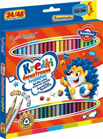 Kredki Szkolne Trójkątne Dwustronne Ołówkowe, 24/48 Kolory Bambino
