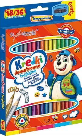 Kredki Szkolne Trójkątne Ołówkowe Dwustronne, 18/36 kolorów Bambino