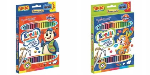 Kredki Szkolne Trójkątne Ołówkowe Dwustronne, 18/36 kolorów Bambino