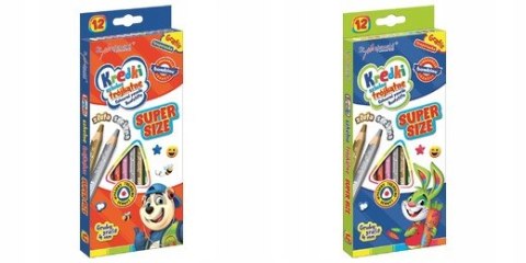 Kredki Szkolne Trójkątne Super Size Ołówkowe 12 kolorów Bambino Temperówka