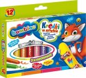 Kredki w Sztyfcie Bambino 12 kolorów, 3 Kolory Metaliczne, 3 Kolory Neonowe