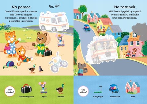 Miś Pracuś Pojazdy Moje Pierwsze Naklejki Duże Naklejki dla małych rączek