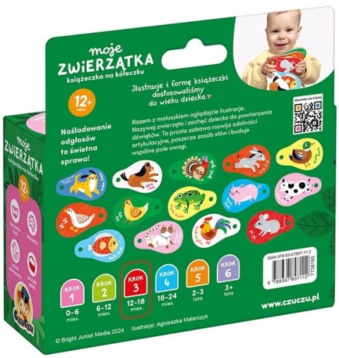 Moje Zwierzątka Książeczka na kółeczku dla dzieci 12 m+ CzuCzu Czu czu