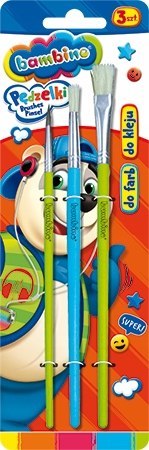 Pędzelki do Farb i Kleju Bambino 3 sztuki Pędzle do Szkoły