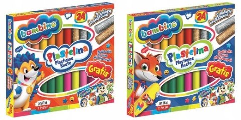 Plastelina Szkolna Bambino 24 kolory Podkładka Gratis