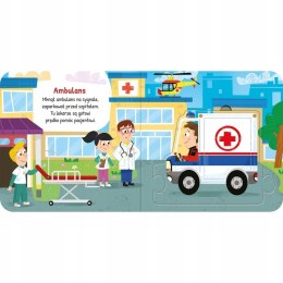 Pojazdy w Mieście Duże Puzzle Książka z Puzzlami Aksjomat Książeczka