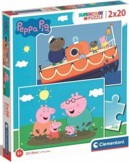 Puzzle Świnka Peppa 24797 Super Kolor 2x20 elementów Clementoni 3+