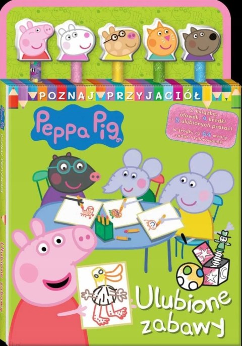 Świnka Peppa Poznaj przyjaciół Ulubione zabawy + Kredki Malowanka