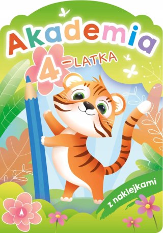 Akademia 4-Latka z Naklejkami Zadania Ćwiczenia Zagadki 4+ Skrzat