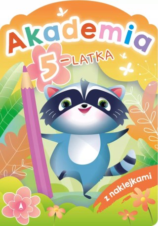 Akademia 5-Latka z Naklejkami Zadania Ćwiczenia Zagadki 5+ Skrzat