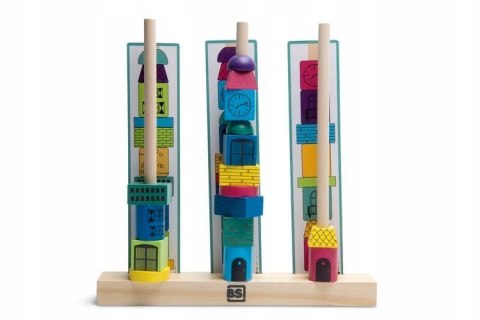 BS Toys Drewniana Układanka Wieża Klocki