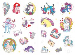 Kolorowanka z tatuażami świecą w ciemności Jednorożce 16 Tatuaży Skrzat