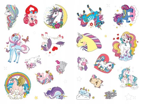 Kolorowanka z tatuażami świecą w ciemności Jednorożce 16 Tatuaży Skrzat