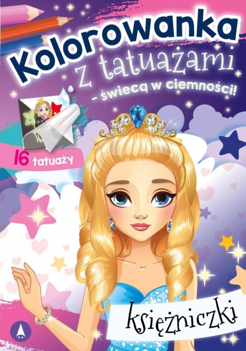 Kolorowanka z tatuażami świecą w ciemności Księżniczki 16 Tatuaży Skrzat
