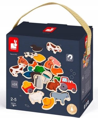 Magnesy drewniane Farma 24 sztuki Janod Wieś
