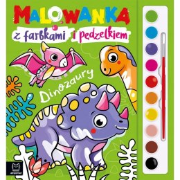 Malowanka z Farbkami i Pędzelkiem. Dinozaury 4+ Aksjomat