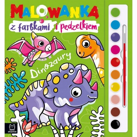 Malowanka z Farbkami i Pędzelkiem. Dinozaury 4+ Aksjomat