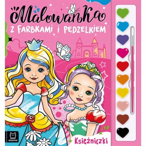 Malowanka z Farbkami i Pędzelkiem. Księżniczki 4+ Aksjomat
