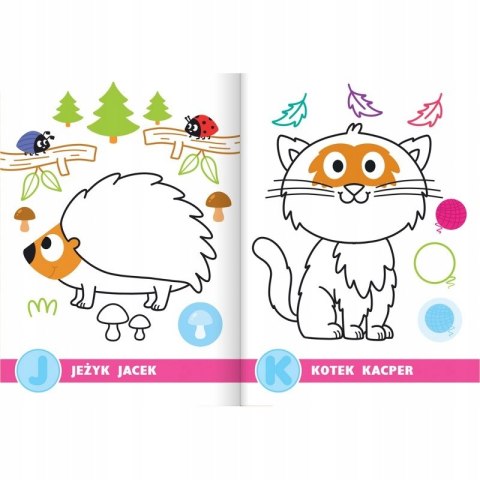 Malowanka z Literkami. Uczę się, Przyklejam, Koloruję