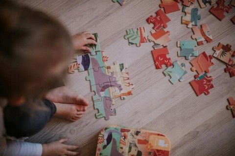 Puzzle w walizce Rezerwat zwierząt 54 elementów Janod
