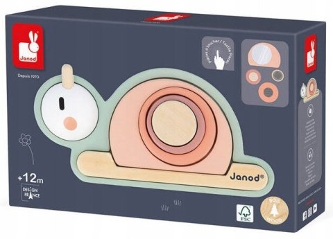Drewniana Układanka Sensoryczna Ślimak Sweet Cocoon 12 m +, Janod J04052