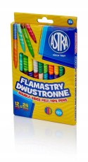 Flamastry dwustronne Astra 12 sztuk 24 kolory Pisaki