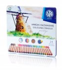 Kredki ołówkowe z drewna cedrowego w metalowym pudełku 24 kolory Astra