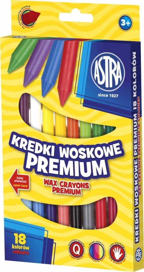 Kredki woskowe Premium Astra 18 kolorów