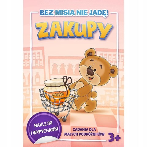 Książeczka Bez Misia nie jadę! Zakupy 68274 Trefl Naklejki i Wypychanki