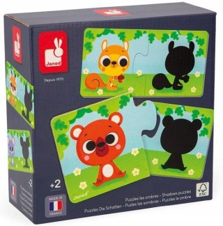 Pierwsze Puzzle do Pary Zwierzęta i ich Cienie 24 elementy 2+, Janod J02701