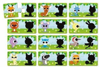 Pierwsze Puzzle do Pary Zwierzęta i ich Cienie 24 elementy 2+, Janod J02701