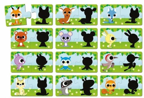 Pierwsze Puzzle do Pary Zwierzęta i ich Cienie 24 elementy 2+, Janod J02701