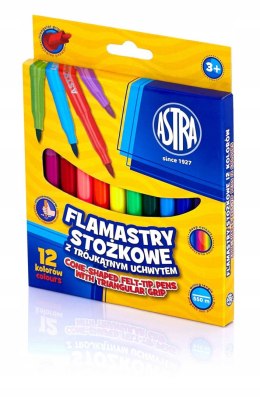 Pisaki Flamastry stożkowe Astra 12 kolorów