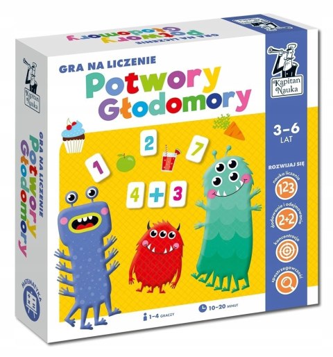 Potwory Głodomory Gra na Liczenie Edukacyjna 3+ Kapitan Nauka