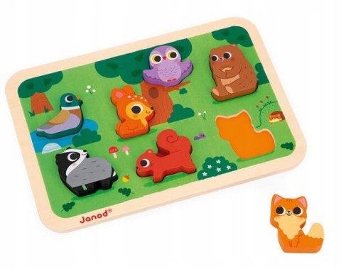 Puzzle Drewniane 3D Las 7 el.,18 m+, Janod J07123