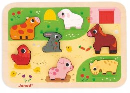Puzzle Drewniane 3D Na farmie 7 el.,18 m+, Janod J07121