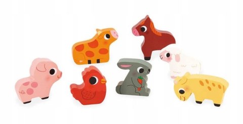 Puzzle Drewniane 3D Na farmie 7 el.,18 m+, Janod J07121