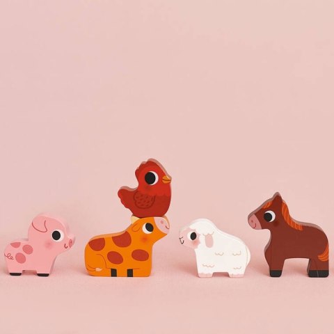 Puzzle Drewniane 3D Na farmie 7 el.,18 m+, Janod J07121