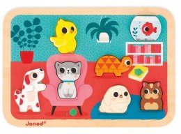 Puzzle Drewniane 3D Zwierzęta Domowe 7 el.,18 m+, Janod J07122